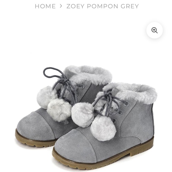 ZOEY POMPON GREY boots Age of Innocence - Picture 1 of 7